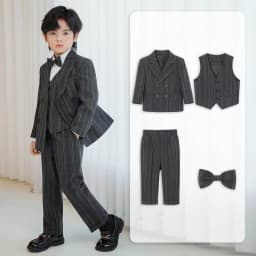 OLEKID New Children Boys Striped Suit Formal Elegant Handsome Boys Suit Kid Blazer Vest And Pants 4/5Pcs Suit 1-10Y Boy Costume