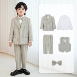 OLEKID New Children Boys Striped Suit Formal Elegant Handsome Boys Suit Kid Blazer Vest And Pants 4/5Pcs Suit 1-10Y Boy Costume