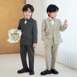 OLEKID New Children Boys Striped Suit Formal Elegant Handsome Boys Suit Kid Blazer Vest And Pants 4/5Pcs Suit 1-10Y Boy Costume