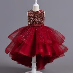 Summer Sequins Bow Party Dress For Girl Christmas Costume Elegant Wedding Princess Girls Dresses Lace Birthday Prom Gown Evening