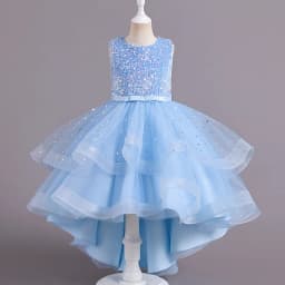 Summer Sequins Bow Party Dress For Girl Christmas Costume Elegant Wedding Princess Girls Dresses Lace Birthday Prom Gown Evening