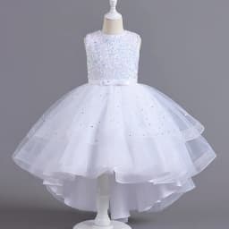 Summer Sequins Bow Party Dress For Girl Christmas Costume Elegant Wedding Princess Girls Dresses Lace Birthday Prom Gown Evening