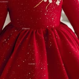 Red Chinese Cheongsam Dress Baby Girls First Birthday PartyChildren Princess Formal Banquet Dress Gown Long Sleeve Flower Girl