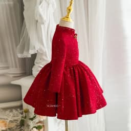 Red Chinese Cheongsam Dress Baby Girls First Birthday PartyChildren Princess Formal Banquet Dress Gown Long Sleeve Flower Girl