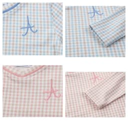 AP SS26 gingham plaid cotton pajamas children girl boy casual homewear dress set romper family matching clothing