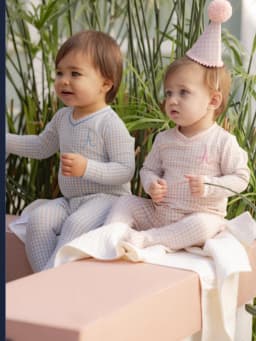 AP SS26 gingham plaid cotton pajamas children girl boy casual homewear dress set romper family matching clothing
