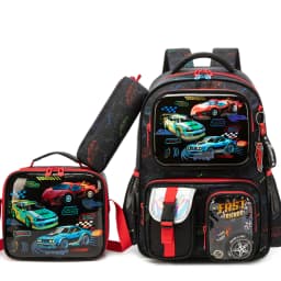 Boys Backpack Set with Lunch Bag & Pencil Case, School Backpack for Elementary & Middle School Boys, Casual Travel Daypack
