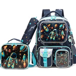 Boys Backpack Set with Lunch Bag & Pencil Case, School Backpack for Elementary & Middle School Boys, Casual Travel Daypack