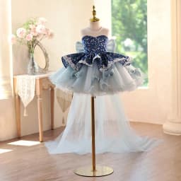 KLFLGD Gorgeous and elegant girls' sequined trailing dress, new style for girls' birthday parties, graduation ceremony, evening