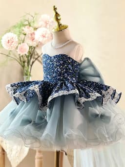 KLFLGD Gorgeous and elegant girls' sequined trailing dress, new style for girls' birthday parties, graduation ceremony, evening