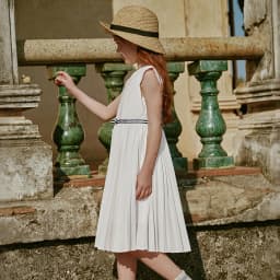 Dave Bella Girls White Summer Princess Dresses Children Sleeveless Party Pleated Dress Sweet Outdoor Clothes DK2261618