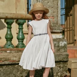 Dave Bella Girls White Summer Princess Dresses Children Sleeveless Party Pleated Dress Sweet Outdoor Clothes DK2261618