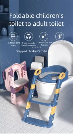 Foldable Toilet Training Seat with Stairs, Adjustable 6 Heights & Non-Slip Pedals for Kids 2-7 Years Old