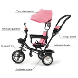 Tricycle, scalable, baby Trike, baby stroller, child 5 years, 9 months, foldable, practical accessories, Green/pink/black/red/blue/gray