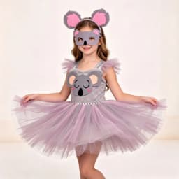 Cute Cartoon Koala Themed Dress for Little Girls, Princess Tutu Skirt for Halloween Party,Performance Clothes for Children's Day