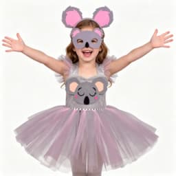 Cute Cartoon Koala Themed Dress for Little Girls, Princess Tutu Skirt for Halloween Party,Performance Clothes for Children's Day