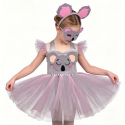Cute Cartoon Koala Themed Dress for Little Girls, Princess Tutu Skirt for Halloween Party,Performance Clothes for Children's Day