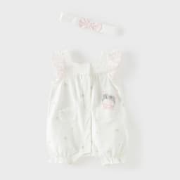 Dave Bella Newborn Creeper with Headband Summer Girs Cartoon Romper Print Sweet Baby Princess Jumpsuit DB2262063