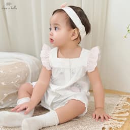 Dave Bella Newborn Creeper with Headband Summer Girs Cartoon Romper Print Sweet Baby Princess Jumpsuit DB2262063