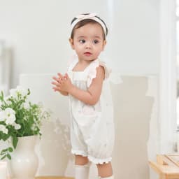 Dave Bella Newborn Creeper with Headband Summer Girs Cartoon Romper Print Sweet Baby Princess Jumpsuit DB2262063