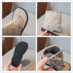 Little Girls Ankle Boots Suede Leather Sandals 2026 New Summer Kids Rivets Vacation Beach Shoes Soft Sole Simple Retro Footwear