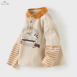 Dave Bella Boys Spring Autumn Polo T-shirt Casual Long Sleeve Fake Two-pieces T-shirt Kids Boy Outdoor Shirt Top DB3262563