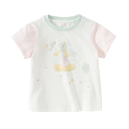 Dave Bella Girls Summer T-shirts Kids 1-7 Years Printed Tees Children Short Sleeve Cotton Tops Outdoor Clothes DB2261700