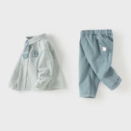 Dave Bella Children Shirt Pant Suits Spring Autumn Boys Sets Baby Grid Top Elastic Waist Trousers Fashion Kids Clothes DB1260758