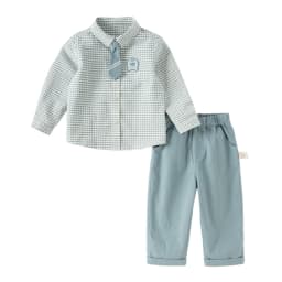 Dave Bella Children Shirt Pant Suits Spring Autumn Boys Sets Baby Grid Top Elastic Waist Trousers Fashion Kids Clothes DB1260758
