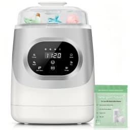 Multi-Function Countertop Infant Bottle Washing Machine with Self-Clean Cycle, Steam Sterilize Dry Store 5 Modes Digital Touch Display, Kmaier Automatic Cleaner with Bonus Detergent Tablets for Newborn Feeding Supplies