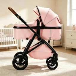 B.Childhood Infant Pushchair Spacious 2 in 1 Stroller Carriage, High View Design, Two-Way Seat, Adjustable Handle Pram for Park Walking