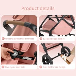 B.Childhood Infant Pushchair Spacious 2 in 1 Stroller Carriage, High View Design, Two-Way Seat, Adjustable Handle Pram for Park Walking