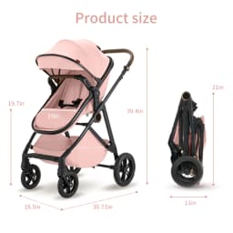 B.Childhood Infant Pushchair Spacious 2 in 1 Stroller Carriage, High View Design, Two-Way Seat, Adjustable Handle Pram for Park Walking