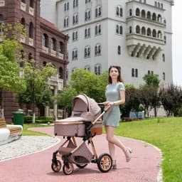 All-scene Multifunctional 3-in-1 High Landscape Four-Wheel Infant Pushchair, Labor-Saving Foldable Shock Absorbing Baby Carriage Equipped With Detachable Washable Mosquito Net For Newborn Daily Outdoor Strolls