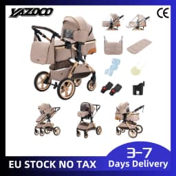 High Landscape View Baby Stroller 3-in-1, Luxury Aluminum Frame Portable Travel Carriage, Folding Pram Pushchair for Newborns
