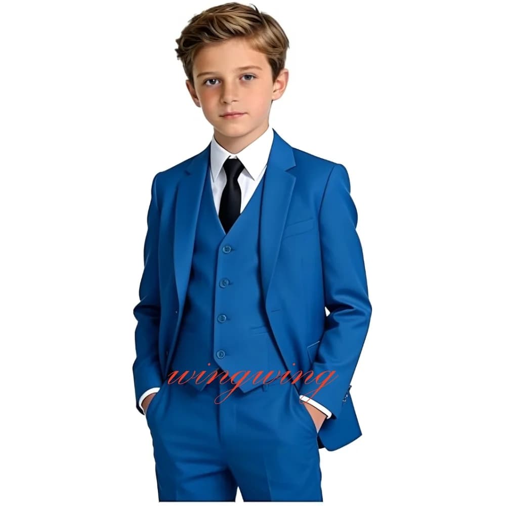 Boy's Tuxedos Toddler Formal Suits 3 Piece Set Kids Solid Color Slim Fit Suit for Wedding Party