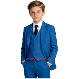 Boy's Tuxedos Toddler Formal Suits 3 Piece Set Kids Solid Color Slim Fit Suit for Wedding Party