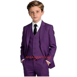 Boy's Tuxedos Toddler Formal Suits 3 Piece Set Kids Solid Color Slim Fit Suit for Wedding Party