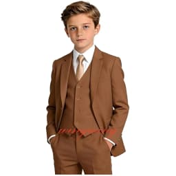Boy's Tuxedos Toddler Formal Suits 3 Piece Set Kids Solid Color Slim Fit Suit for Wedding Party