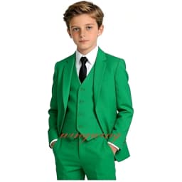 Boy's Tuxedos Toddler Formal Suits 3 Piece Set Kids Solid Color Slim Fit Suit for Wedding Party