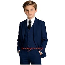 Boy's Tuxedos Toddler Formal Suits 3 Piece Set Kids Solid Color Slim Fit Suit for Wedding Party