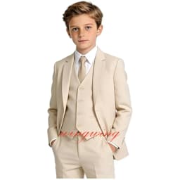 Boy's Tuxedos Toddler Formal Suits 3 Piece Set Kids Solid Color Slim Fit Suit for Wedding Party