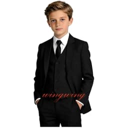 Boy's Tuxedos Toddler Formal Suits 3 Piece Set Kids Solid Color Slim Fit Suit for Wedding Party