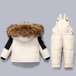 2pcs Set Children Winter Down Jacket and Jumpsuit for Baby Thicken Jacket for Girls Ski Suit Warm Real Fur Collar Boys Snowsuit