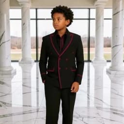 Luxury Piping Detail Double Breasted Boys Wedding Suit 2 Pieces Kids Tuxedo Separates Set Child Outfit for Birthday Party