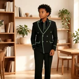 Luxury Piping Detail Double Breasted Boys Wedding Suit 2 Pieces Kids Tuxedo Separates Set Child Outfit for Birthday Party