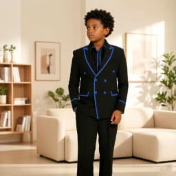 Luxury Piping Detail Double Breasted Boys Wedding Suit 2 Pieces Kids Tuxedo Separates Set Child Outfit for Birthday Party