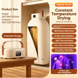 Portable Foldable Clothes Dryer Machine Silent Mini Electric Garment Dryer with Sterilization for Home Travel Baby Clothes