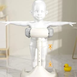 Baby Standing Shower Stand Foldable Bathing Device Baby Bath Stand Support Adjustable Household Bath Rack for Kids Boys Girls