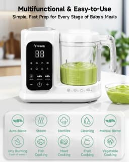 2 in 1 Automatic Baby Food Maker Steamer Blender BPA Free Borosilicate Glass Smart Touch Control Infant Food Processor One Step Steam Blend Baby Puree Grinder Multifunctional Easy Clean Baby Supplementary Food Cooking Machine